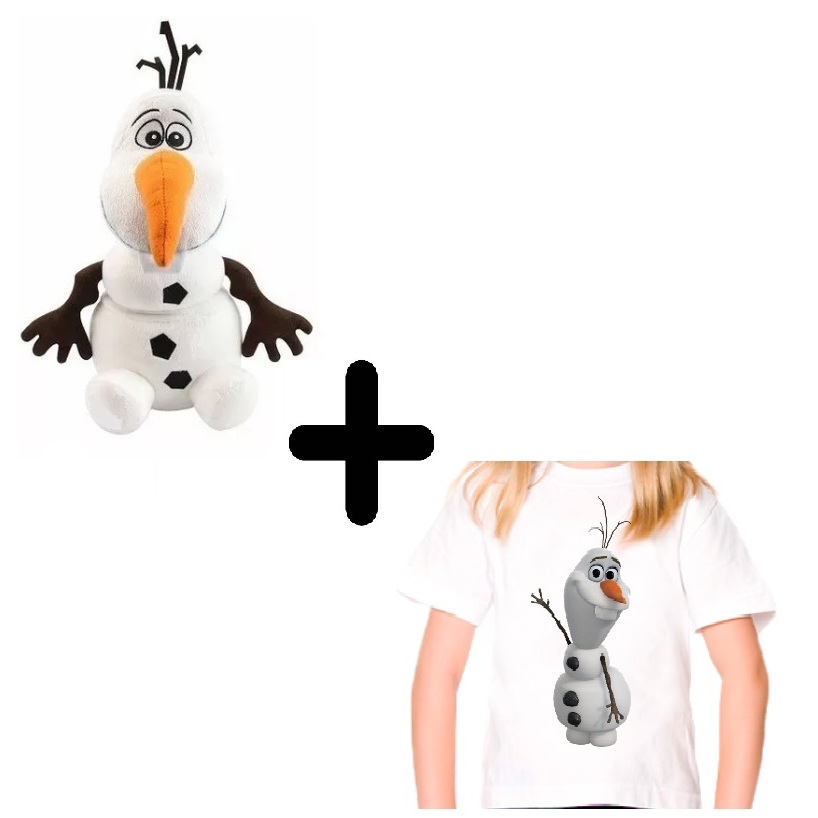 Boneco De Pelúcia Olaf Frozen 34 Cm + Camisa Infantil 4 A 16