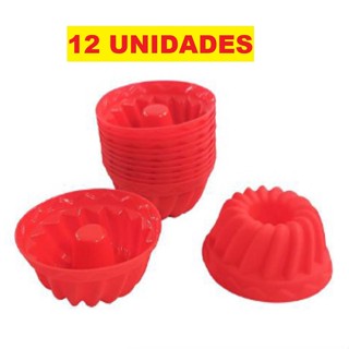 Kit 12 Formas 7x4.5x3.5 CM Em Silicone Para Cozinha Multiuso Prático Cores Aleatórias Para Cupcake Pudim Doces em Oferta na Shopee