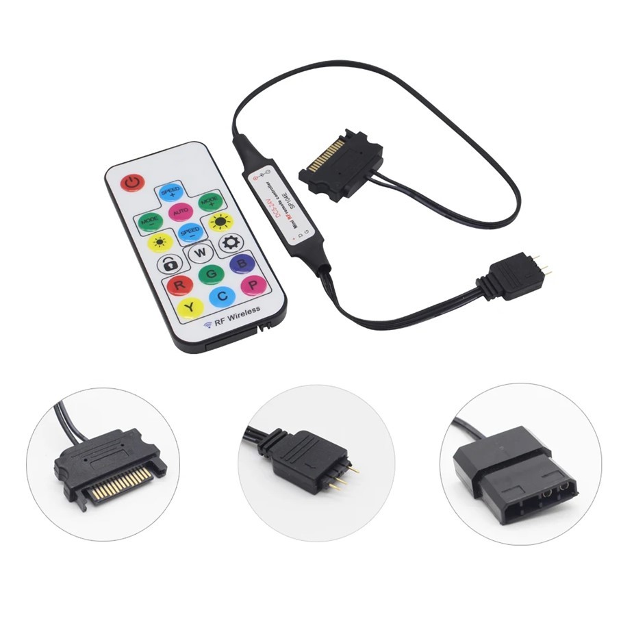Controladora ARGB 5v 3 Pinos + Controle Cooler Fan Led Endereçável Conexão Sata e Molex PC RGB Dissipador