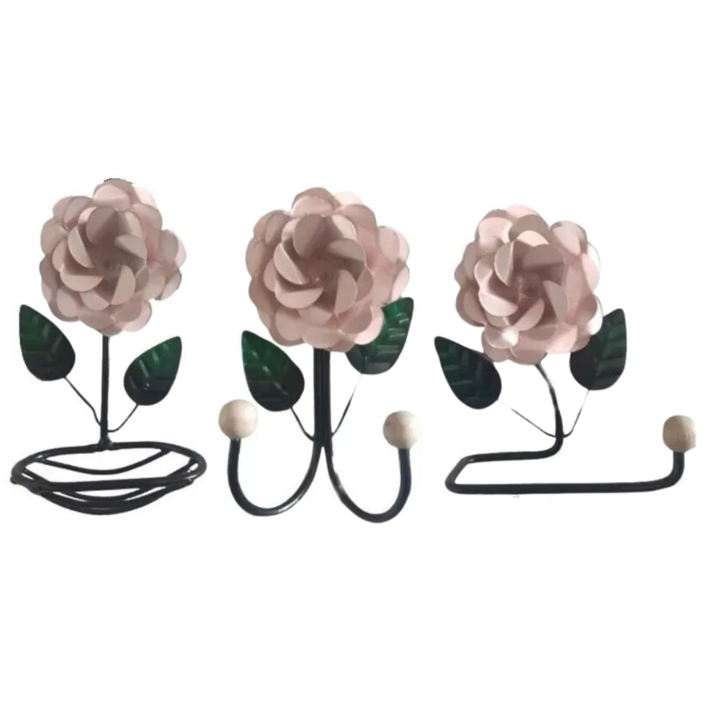 Kit Banheiro Acessorios Para Banheiro Com Saboneteira, Cabide e Porta Papel Higienico Banheiro Rústico