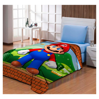 Manta Solteiro Cobertor Infantil Super Mario