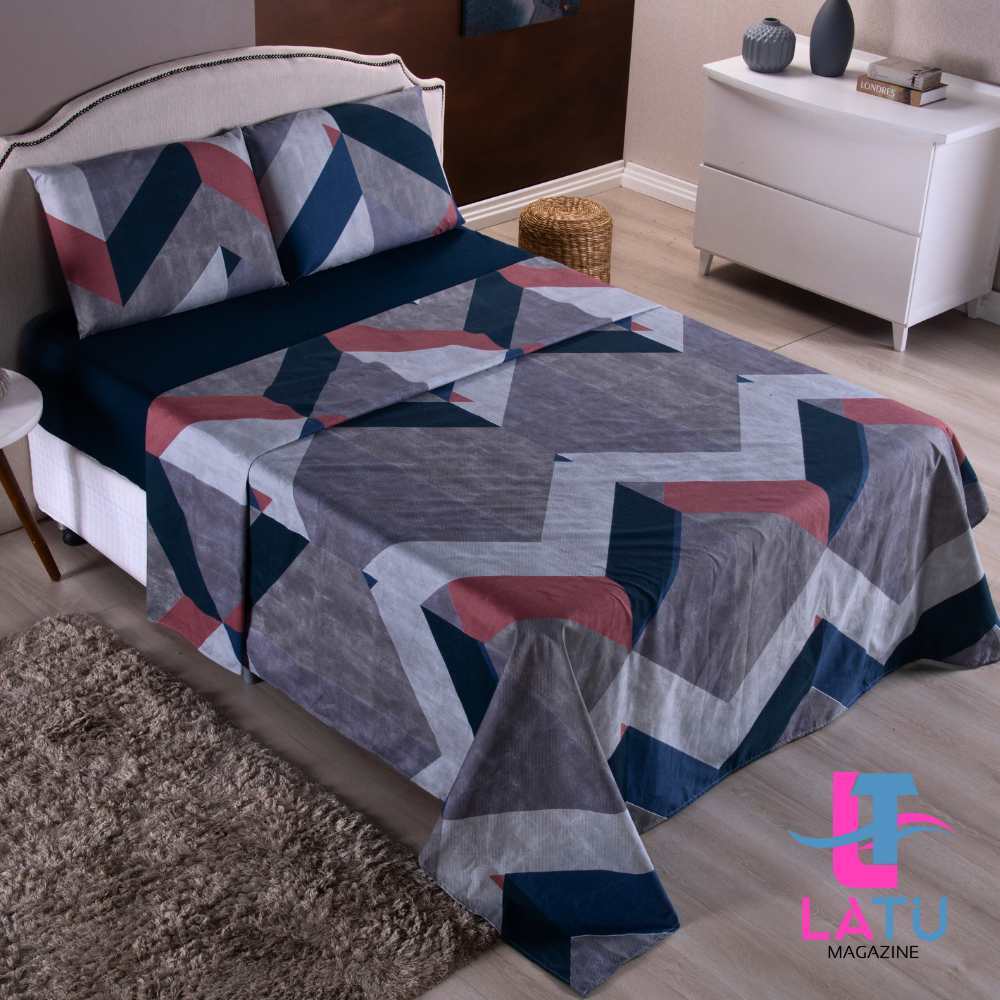 Jogo de Lençol Solteiro 3 Peças Estampado - 170 Fios - Com Elástico - Estampas Sortidas