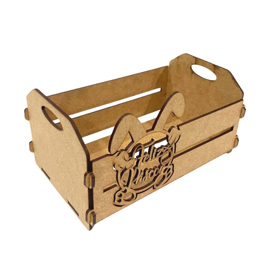 Kit 6 caixotinho mini caixote feira cestinha 20 cm mdf cru lembrancinha feliz pascoa modelo encaixe