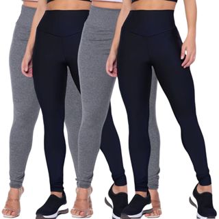 Kit 4 Calça Legging Feminina Cintura Alta Não Fica Transparente Moda Fitness 2024
