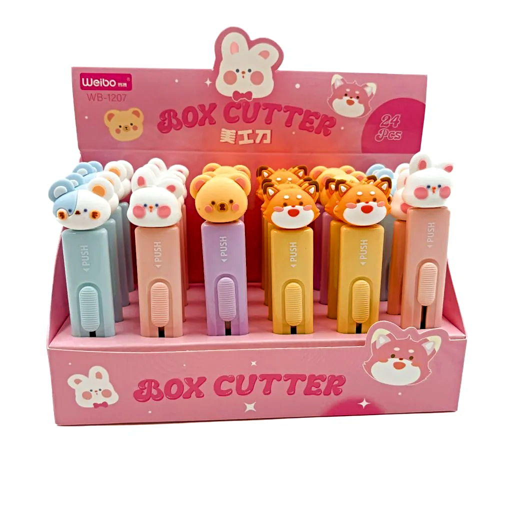 Kit 2 Estilete Animal Fofo Retrátil Sortido