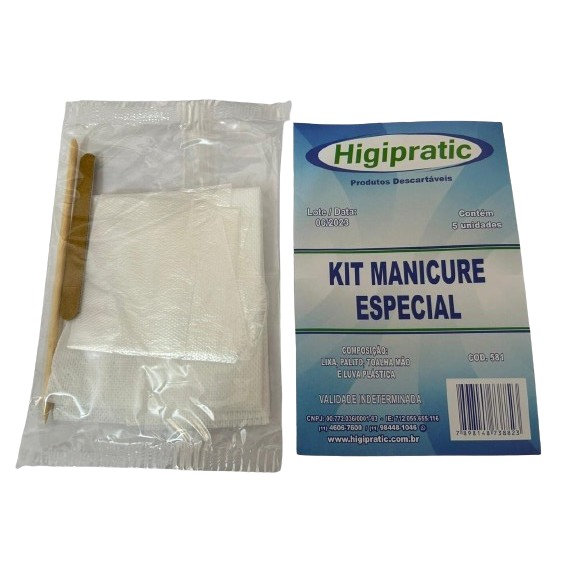 50UN Kit Manicure Desc (toalha,luva,palito,mini Lixa) Higipratic