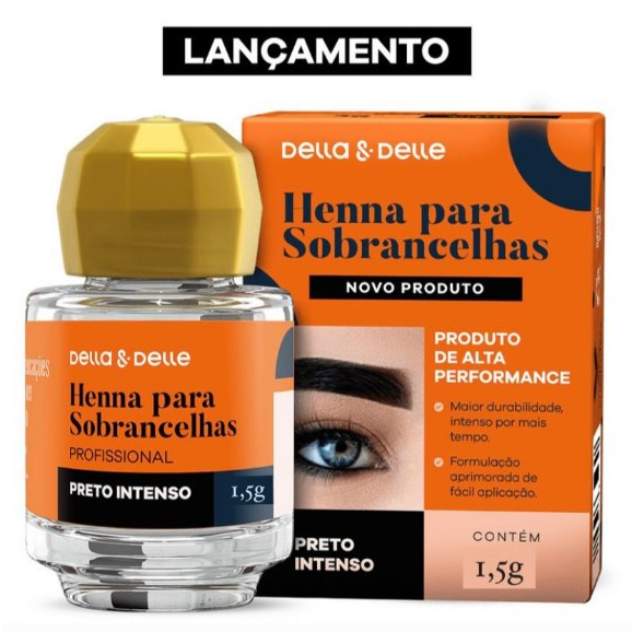 Henna para Sobrancelhas Preto intenso Profissional Della & Delle 1,5g