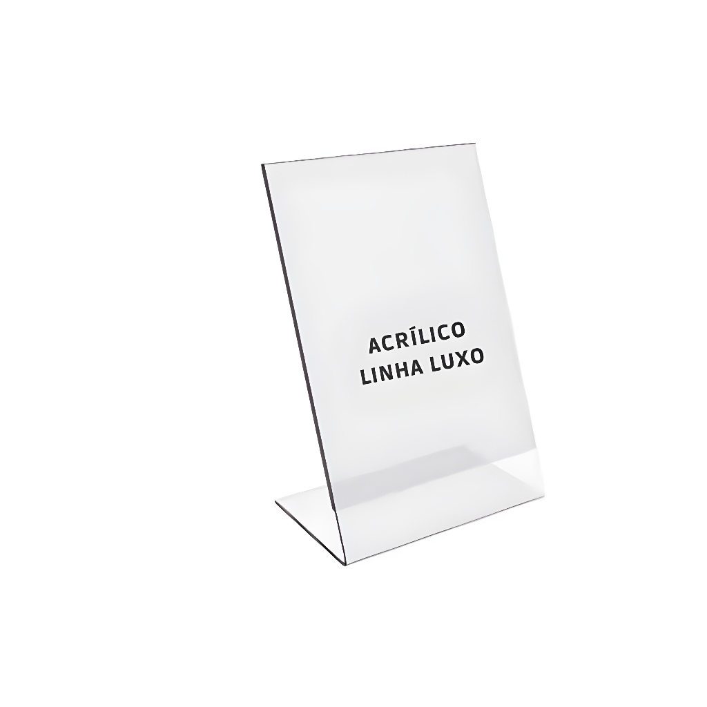 Suporte Display A6 L Expositor 10x15 Acrílico Virgem Etiqueta Pix QRcode Aviso Mesa Balcao Cardapio