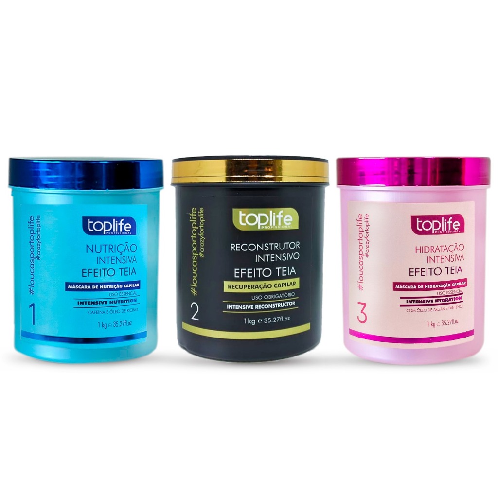 Kit Cronograma Capilar 3x1kg Tratamento Toplife Profissional