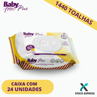 Kit com 12 Lenços/Toalhas Umedecidas Baby Free Plus C/120