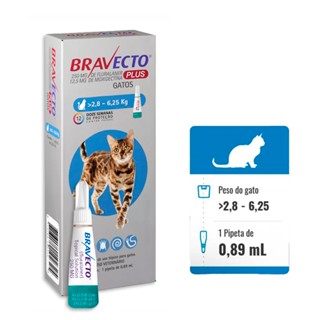 Bravecto Plus Gatos Transdermal De 2,8 A 6,25 Kg - 250 Mg