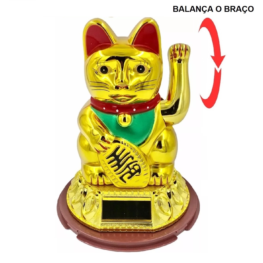 Gato Da Sorte Maneki Neko Japonês Dourado em Oferta na Shopee