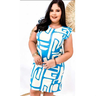 Vestido com Babado nas Manga Vestido Estampado Plus Size Verão