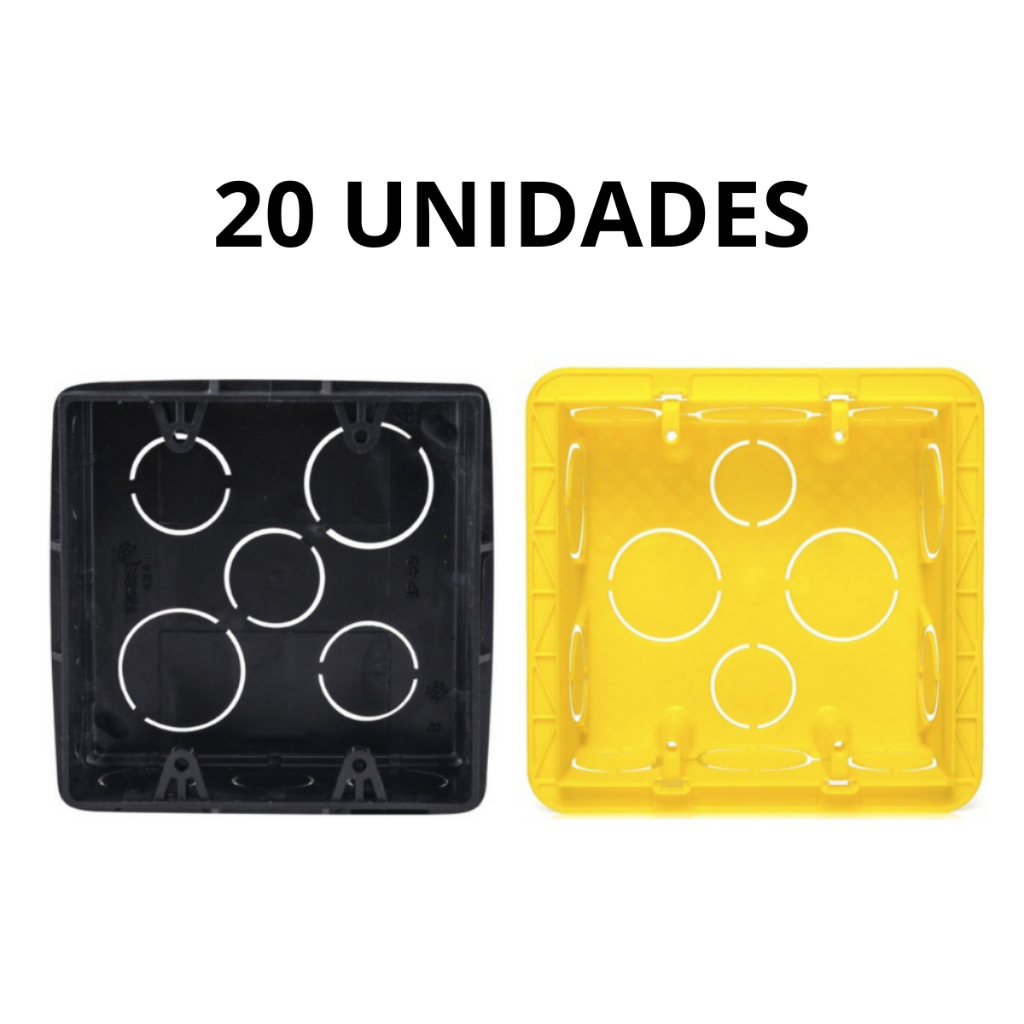 20 Caixa De Embutir Luz 4x4 Tramontina Plástico Amarela Ou Preto - Promoção