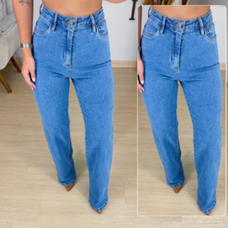 Calça Jeans Feminina Wide Leg pantalona Cintura Alta