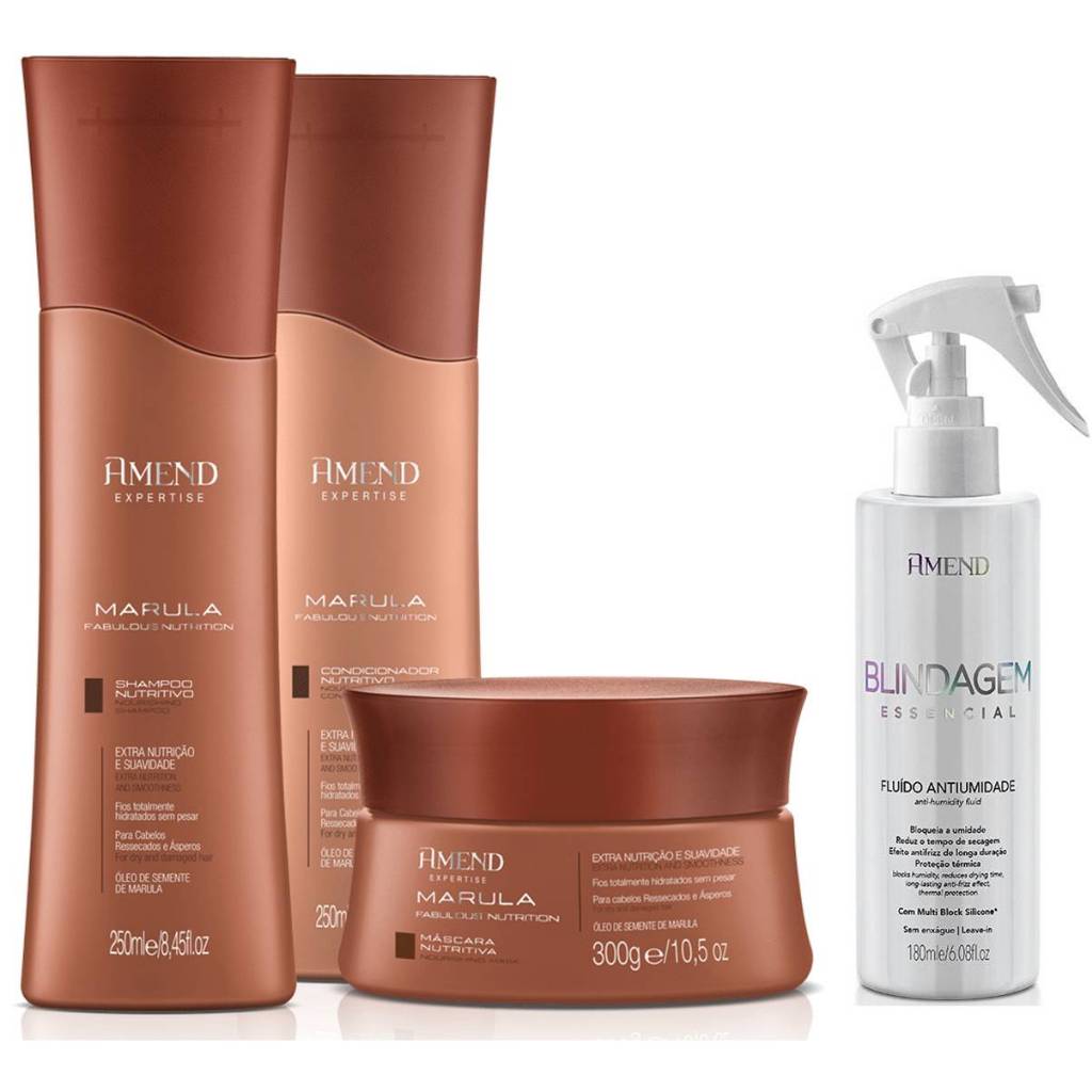 Amend Expertise KIT Marula Sh e Cond 250ml + Máscara 300g + Fluido Blindagem 180ml em Oferta na Shopee