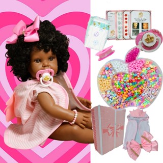Boneca Bebê Reborn Silicone Realista Negra 1000 Peças Kit Miçangas Completo Pulseiras Envio Imediato em Oferta na Shopee