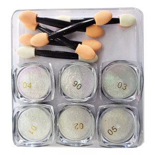 Kit 6x Pó Sereia Asa Borboleta Unhas Gel Encapsulada Glitter