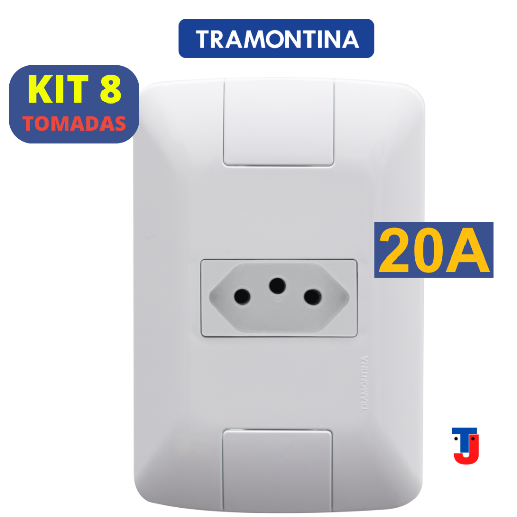 KIT C/ 8 Tomadas Tramontina 20A Aria 2p+t em Oferta na Shopee