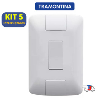 KIT C/ 05 Interruptores Simples c/Placa Tramontina  4x2 - Linha Aria