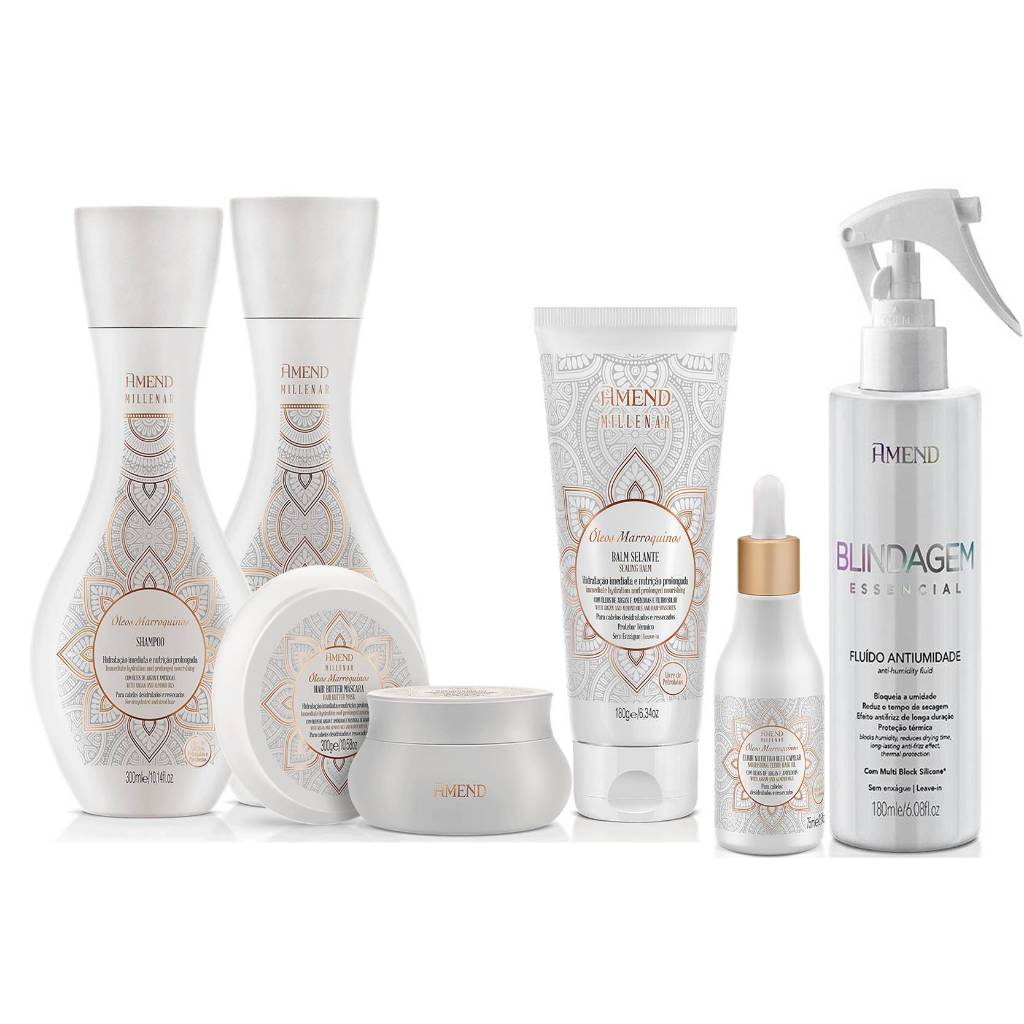 Kit Amend Milenar Óleos Marroquinos Com - 5 Produtos + Fluido Blindagem Essencial 180ml