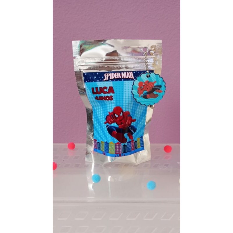 Saquinhos Personalizados Metalizados Zip Lock - Homem Aranha - Lembrancinha de Festa infantil