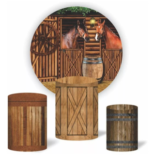 Kit Capa Painel Redondo E Capas De Cilindro Sublimados Tema Cavalo em Oferta na Shopee