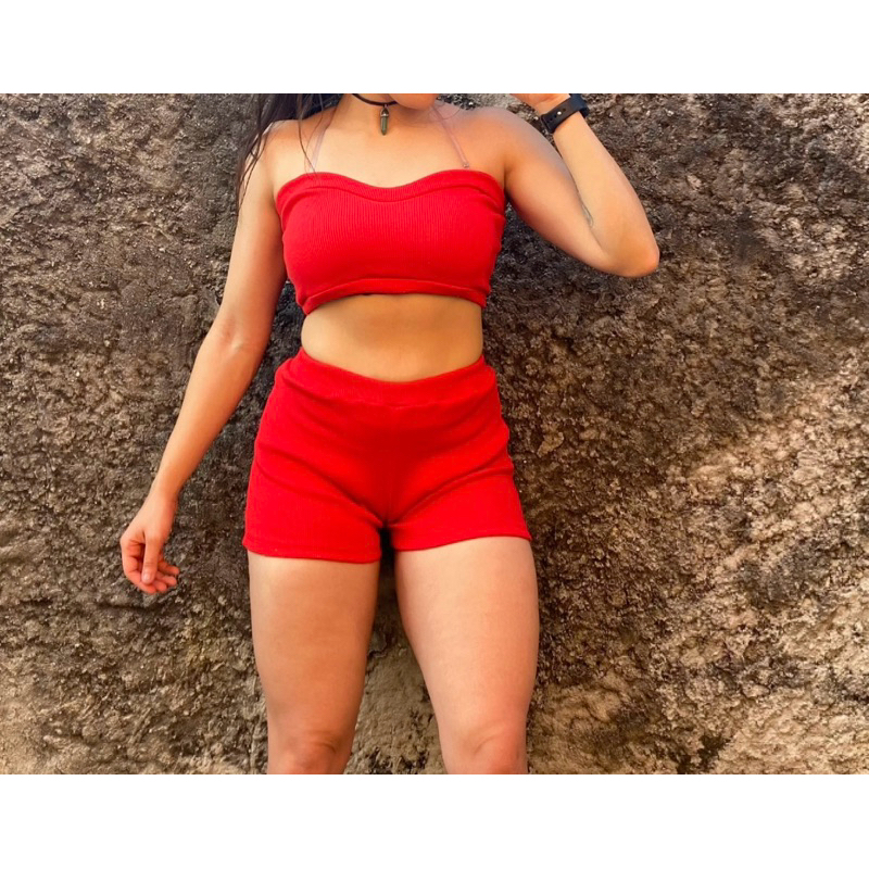 conjuntinho feminino ribana modal malha canelada girl moda verão tendência top e shots