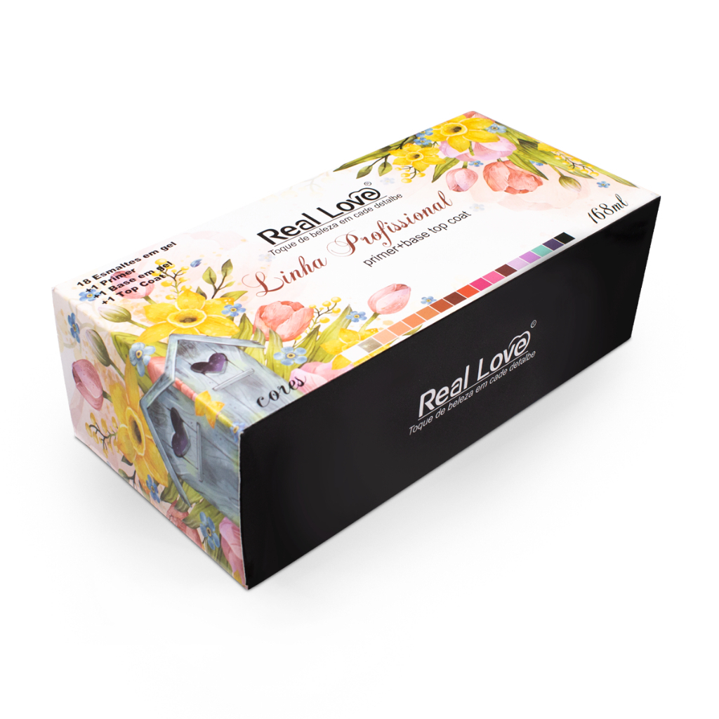 Kit De Esmalte Em Gel com 18 Unidades Cores Sortidas + Preparadores - Real Love