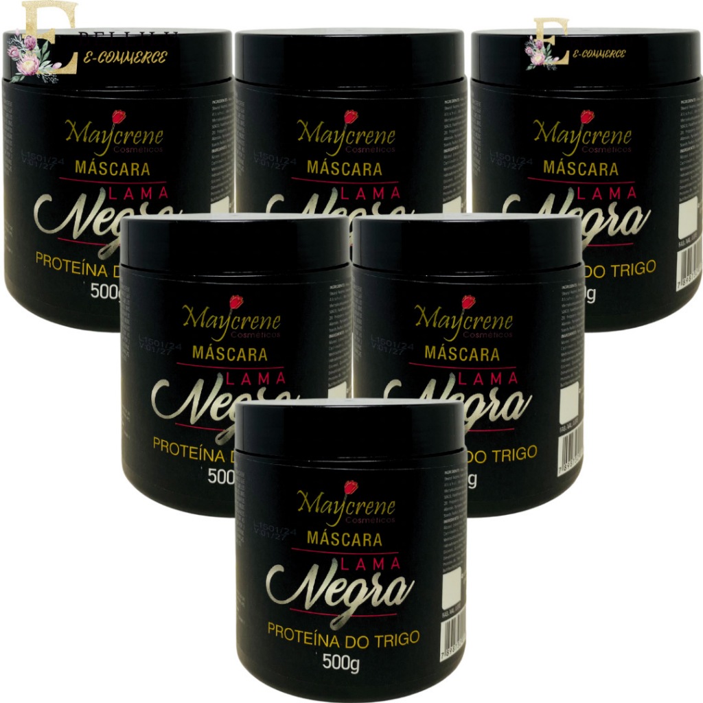 Kit 6 Máscara Lama Negra Matizador Ativador Tons Escuros Maycrene 500g