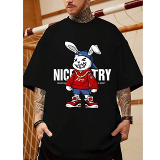 Camiseta Masculina Coelho NicTry Casual Tendencia Homens