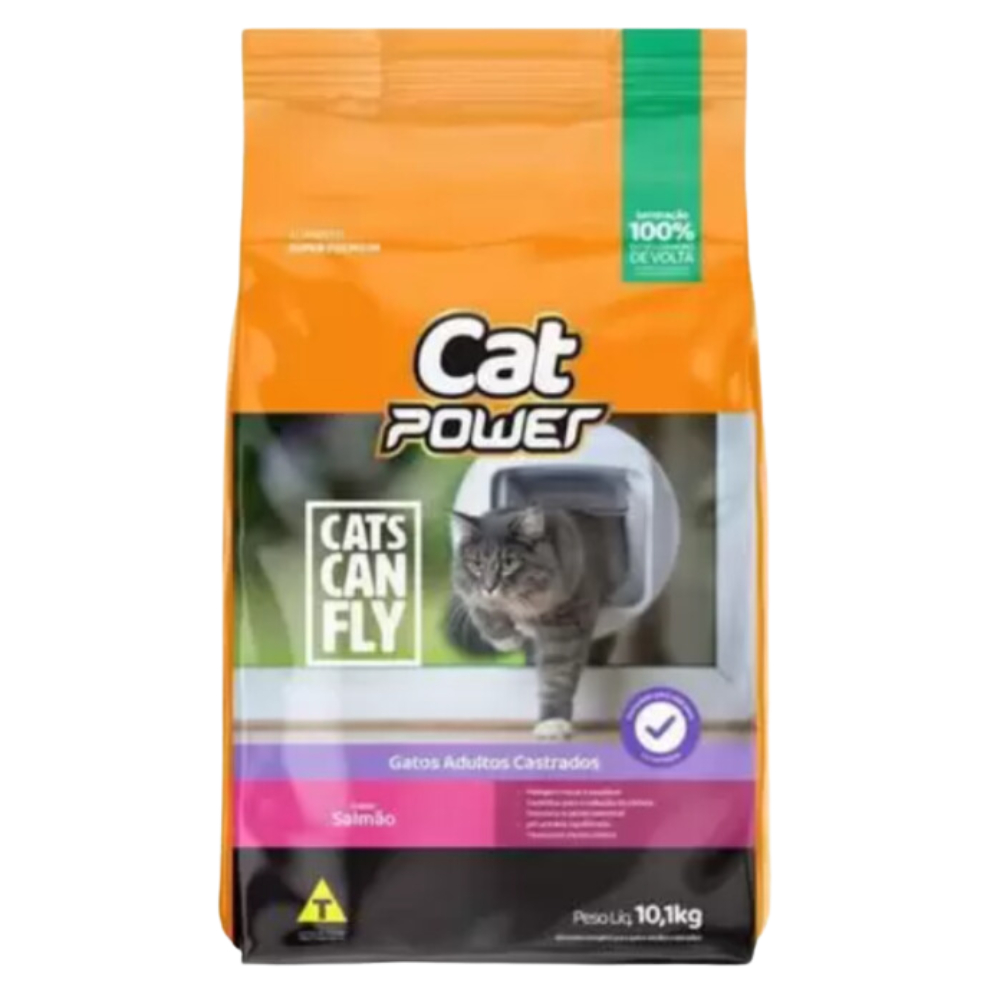Ração Cat Power Salmão para Gatos Castrados Adultos-10,1Kg em Oferta na Shopee