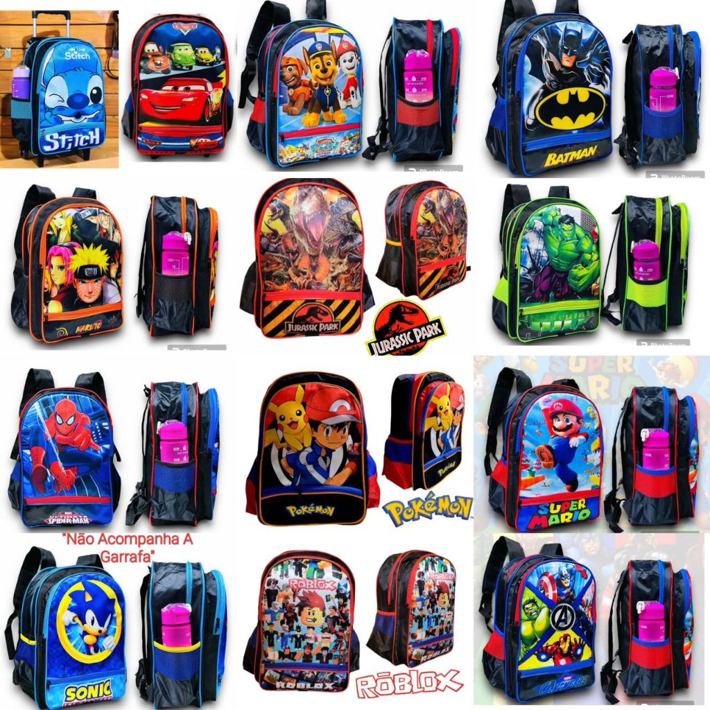 mochila infantil de personagen menino e menina TOP em Oferta na Shopee