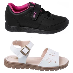 Kit Tênis + Sandália Infantil Menina Feminina Escolar Básico Barato Volta as Aulas 2 Pares de Calçados