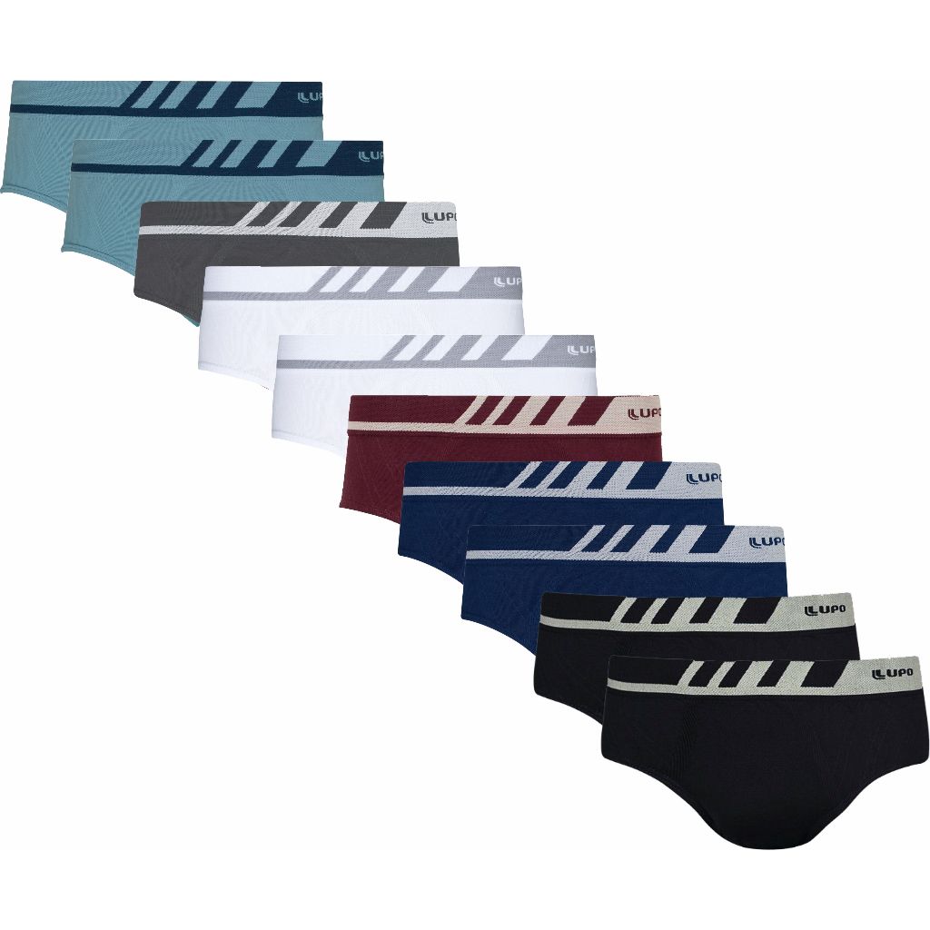 Kit 10 Cuecas Lupo Slip 691 Microfibra S/costura P/m/g/gg/xg