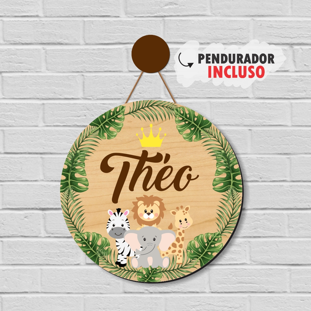 Enfeite Porta Maternidade Quarto Safári c/ Nome Personalizado em Oferta na Shopee