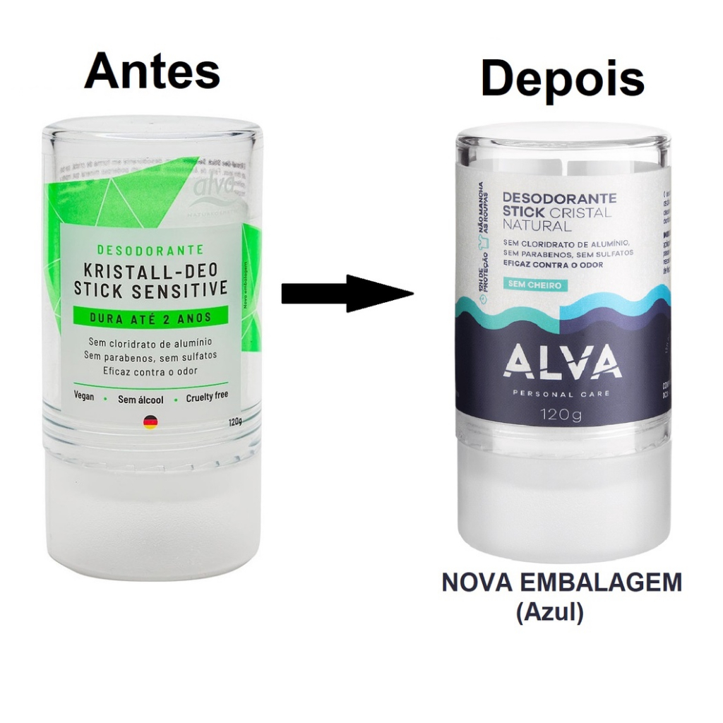 Desodorante Alva Stick Kristall Sensitive 120g Cristal Sem Alumínio Sem Perfume 100% Natural