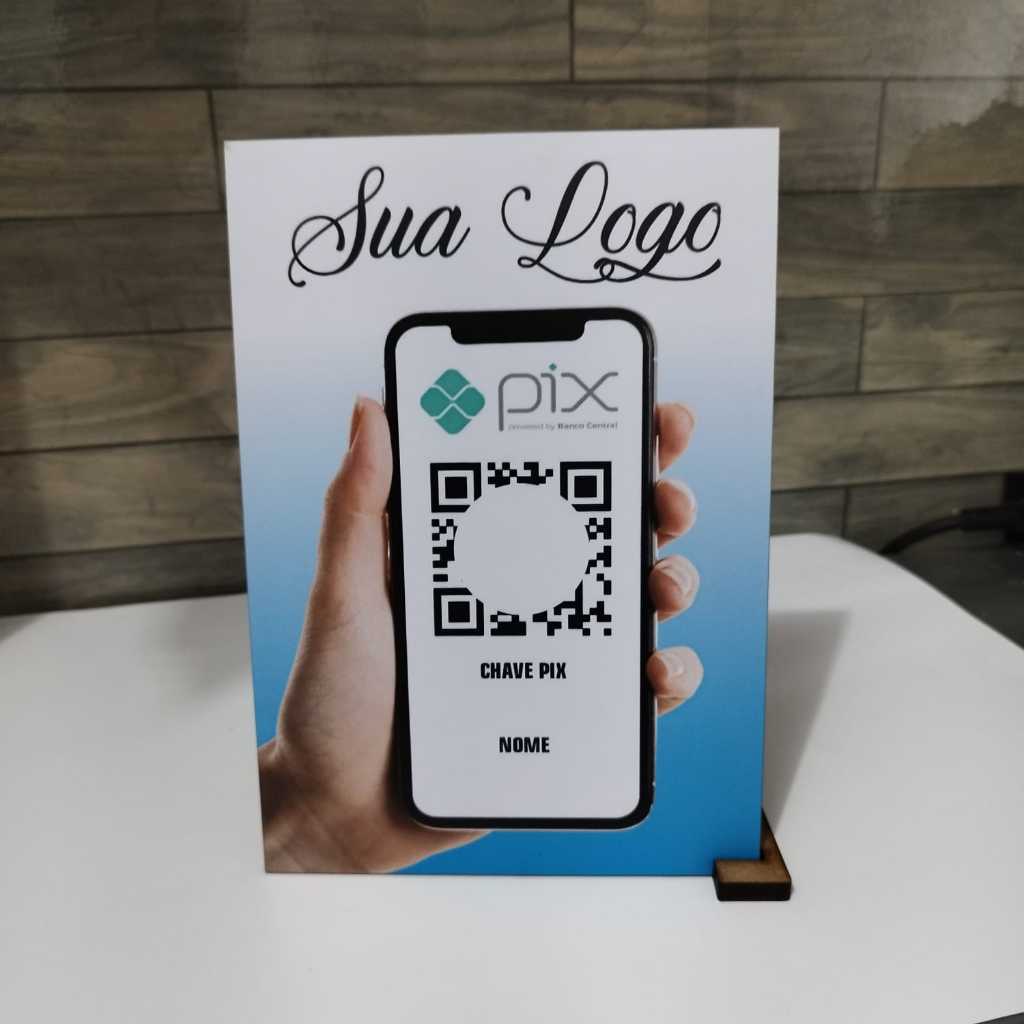 Placa de pagamento personalizada  Pix QrCode Display para  Mesa Balcão e parede 14x20cm