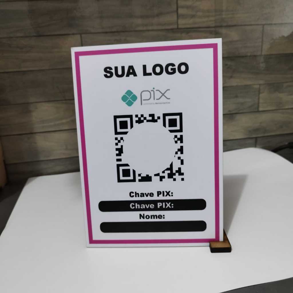 Placa de MDF  Pix QrCode Display pix De Mesa Balcão 14cmx20cm
