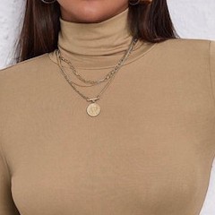 Blusa Feminina Básica Suplex Gola Alta Manga Curta