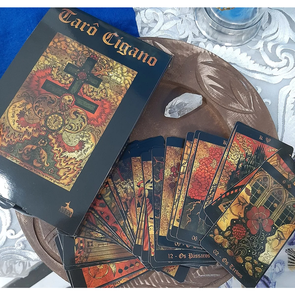 Tabuleiro 30 X 30 + Baralho Taro Cigano Karol Souza + Pedra