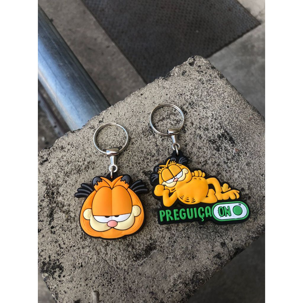 Chaveiro emborrachado Garfield gato miau mochila bolsa presente