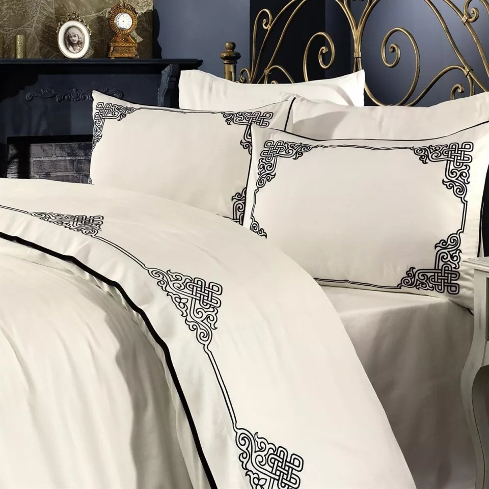 jogo de cama lençol 100 % algodão bordado luxo 400 fios cama posta 4 peças com elastico