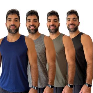 Kit 4 Regatas Dry Fit Masculina Academia Treino Fitness