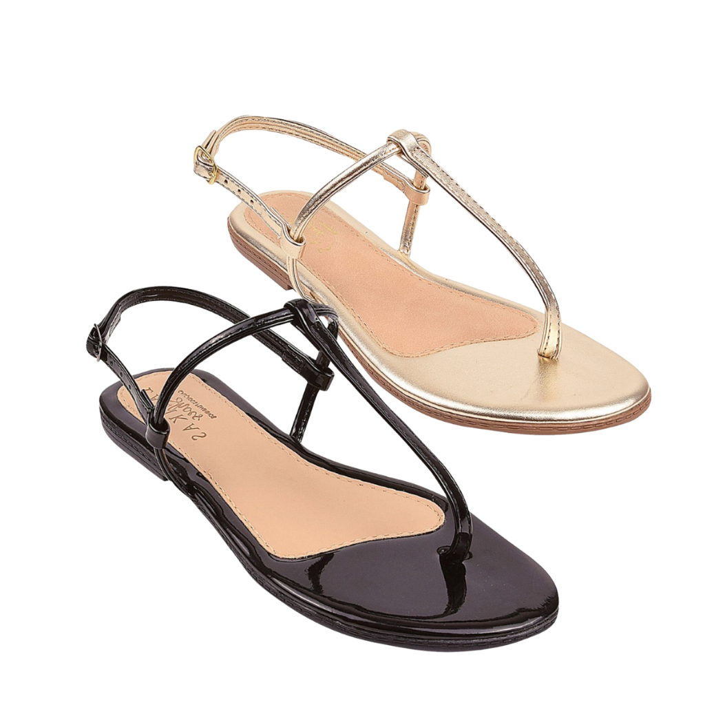 Kit 2 Pares Sandalia Feminina Rasteirinha Flat Basica