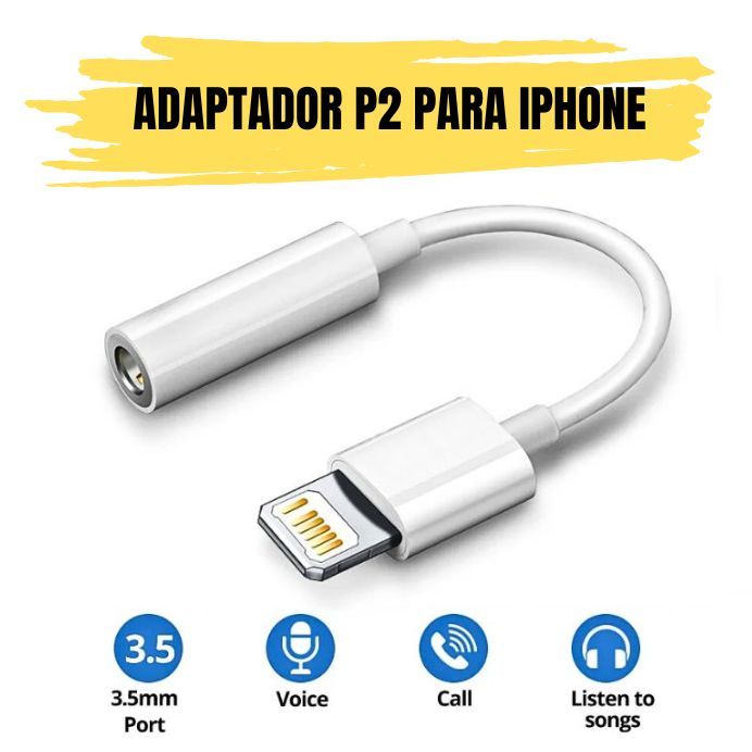 Adaptador Compatível Com iPhone Cabo P2 Femea Áudio Auxiliar Fone Sem Bluetooh