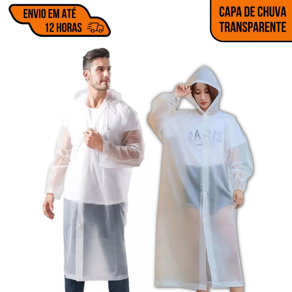 Capa De Chuva Forrada Com Capuz Transparente em Oferta na Shopee