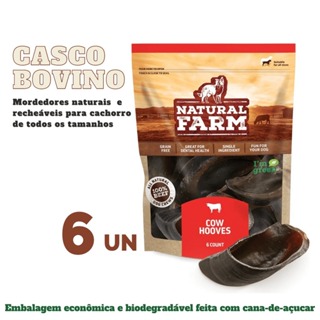 Mordedor Petisco Pet  Cascos Bovino Natural Farm com 6 unidades em Oferta na Shopee