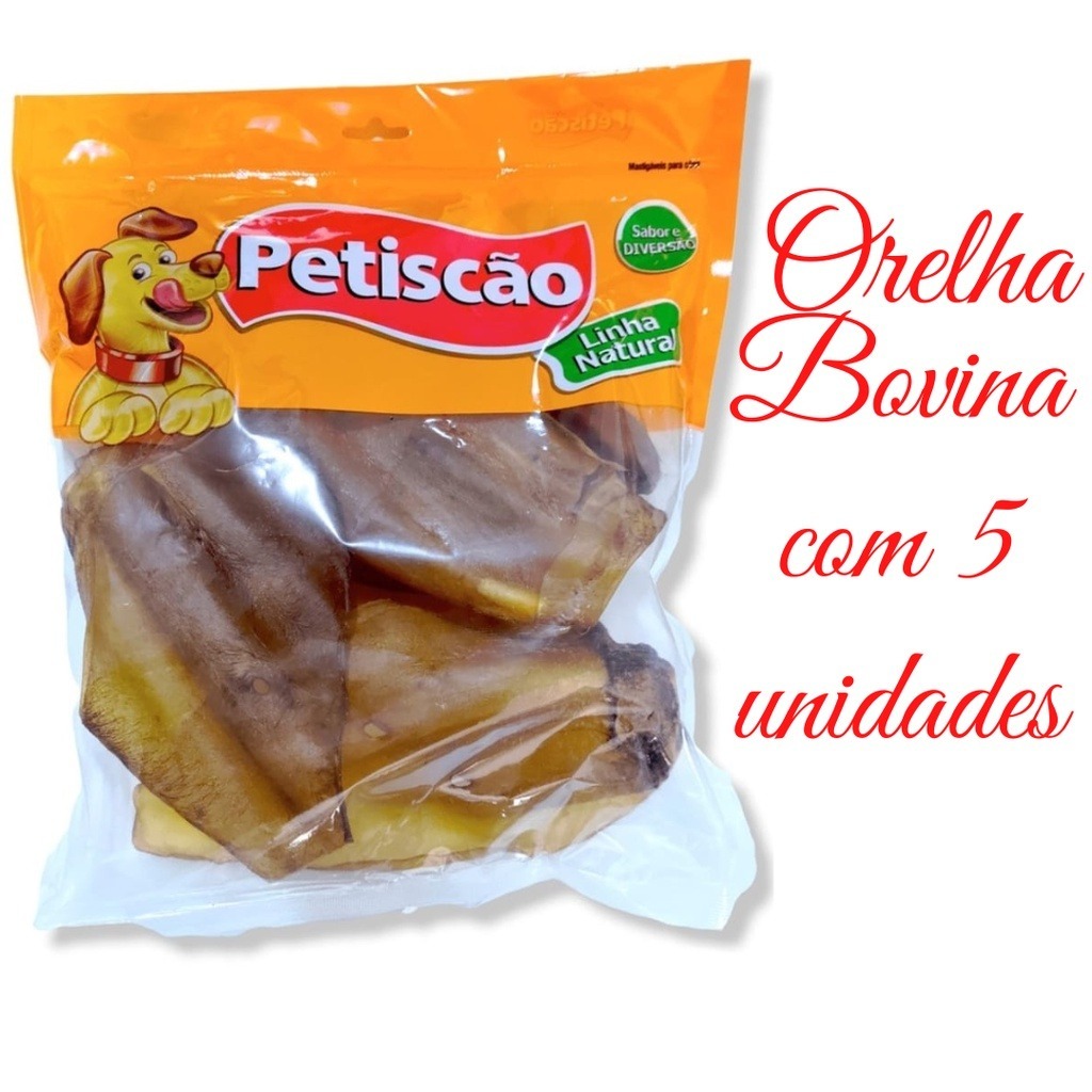 Petisco para Cães Orelha Bovina Desidratada c/ 5 unidades - Petiscão