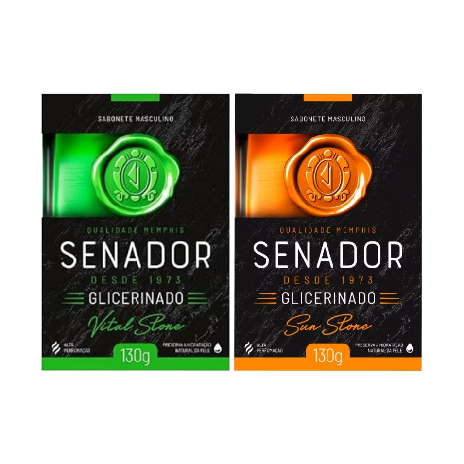 Kit 2 Sabonete Senador Glicerinado 130g Sun Stone e Vital Stone